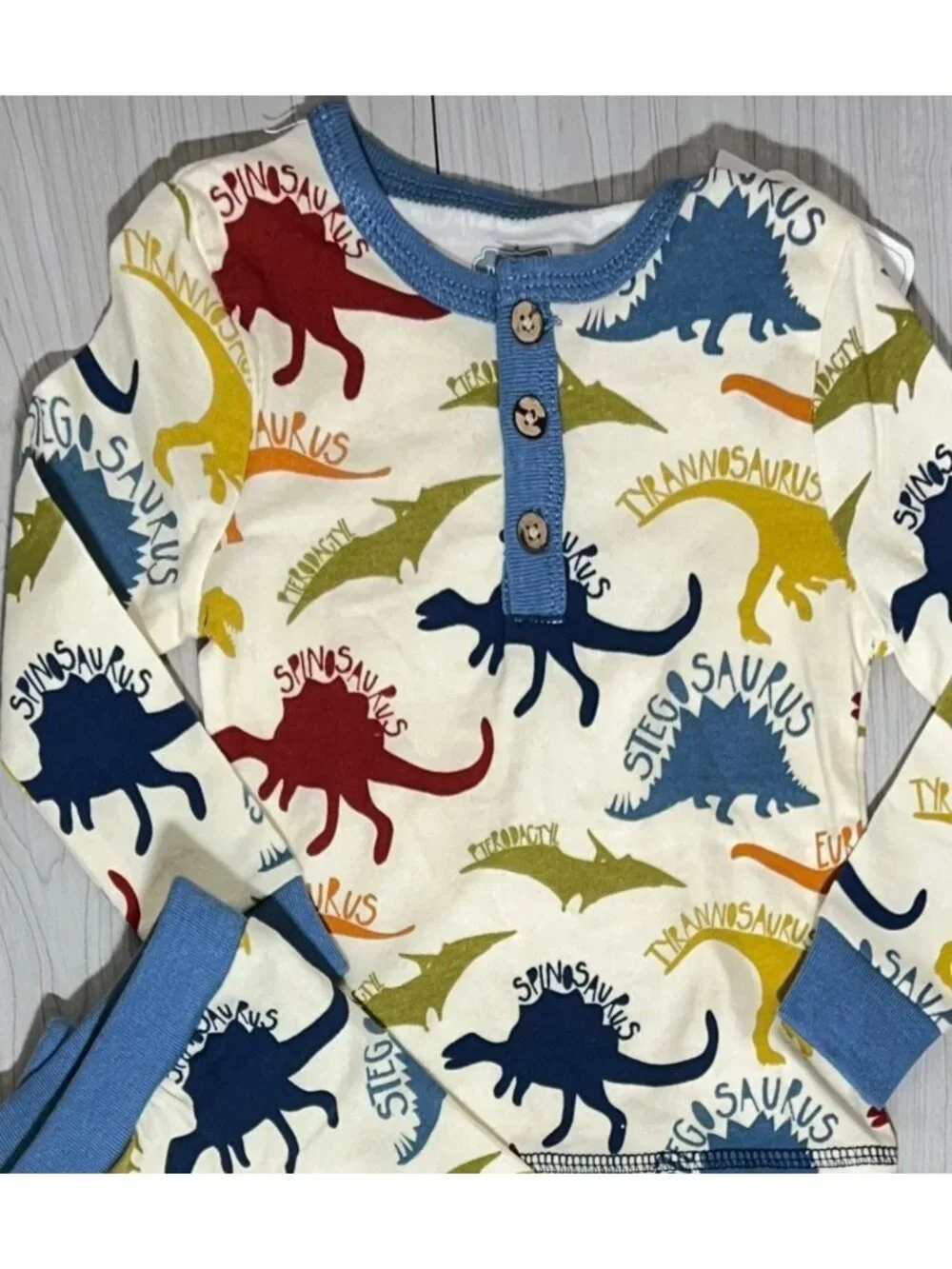 Mud Pie dinosaur pajama pants 2pc set PJs 9m 12m NWT Dino jammies blue colorful